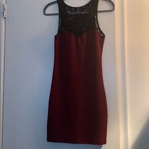 Forever 21 Maroon & Black Lace Dress